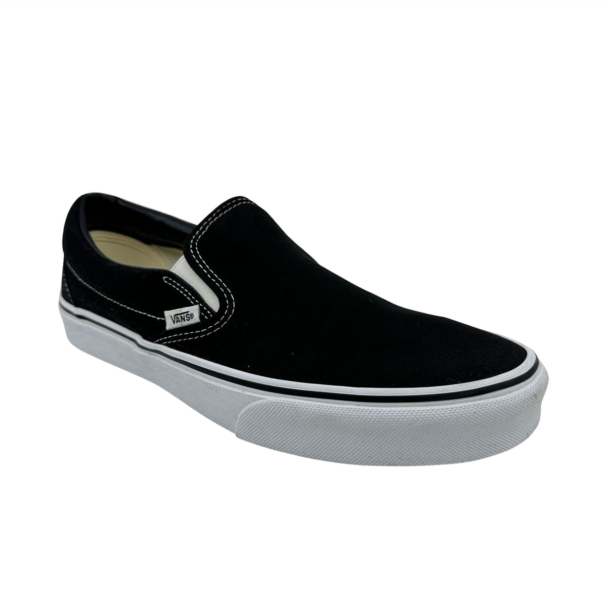 VANS Classic Slip On Black White Mens Athletic Sneaker