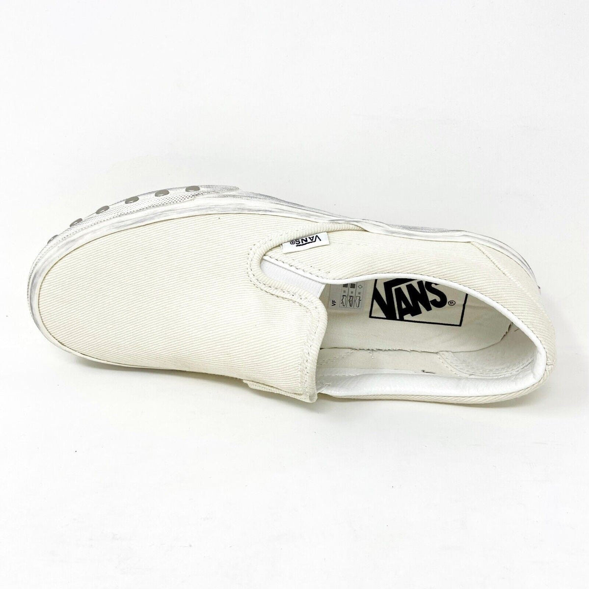 Vans Classic Slip On (Overwashed) White Womens Studded Casual Shoes