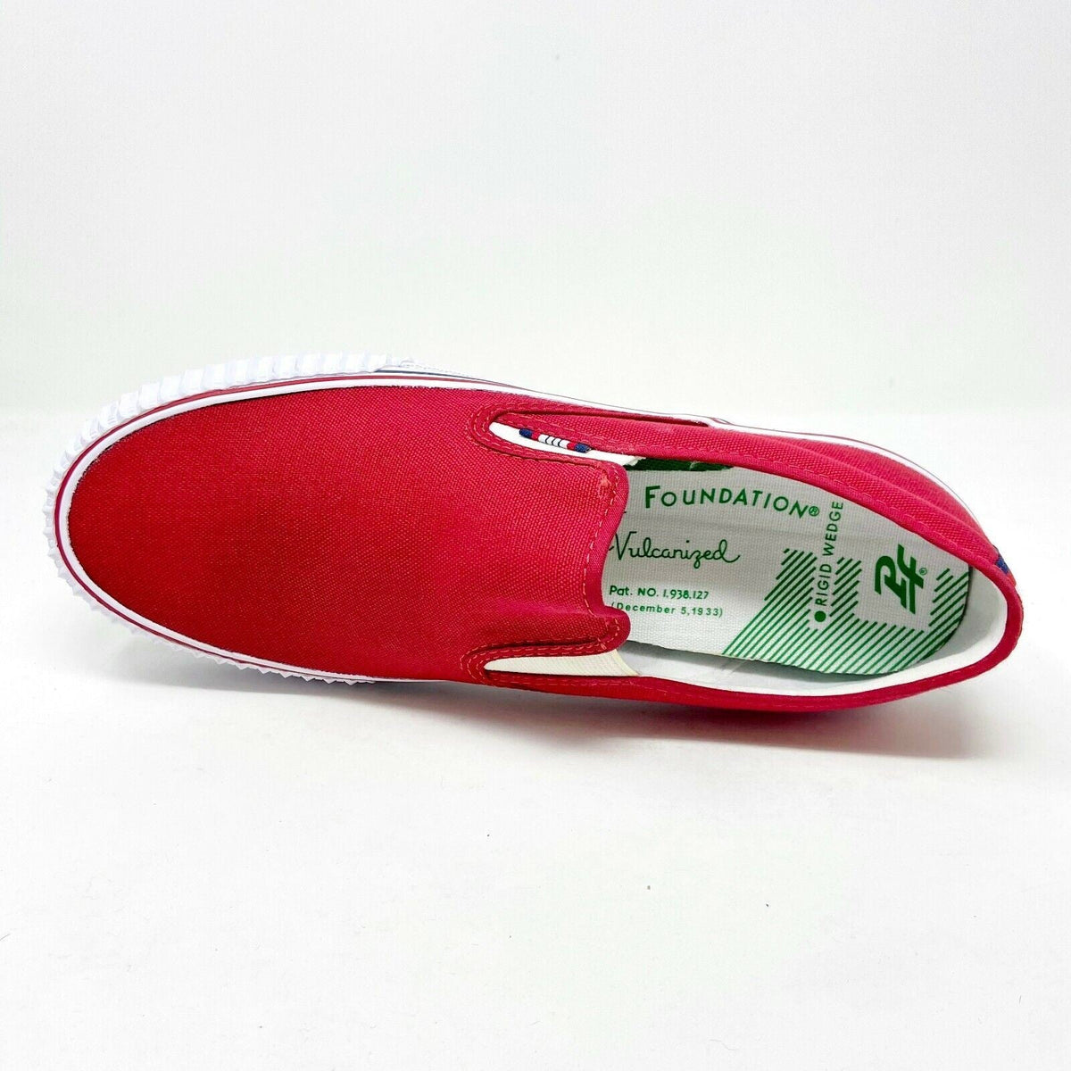 PF Flyer Center Slip On Red White Womens Shoes Casual Sneakers PM12OS2J