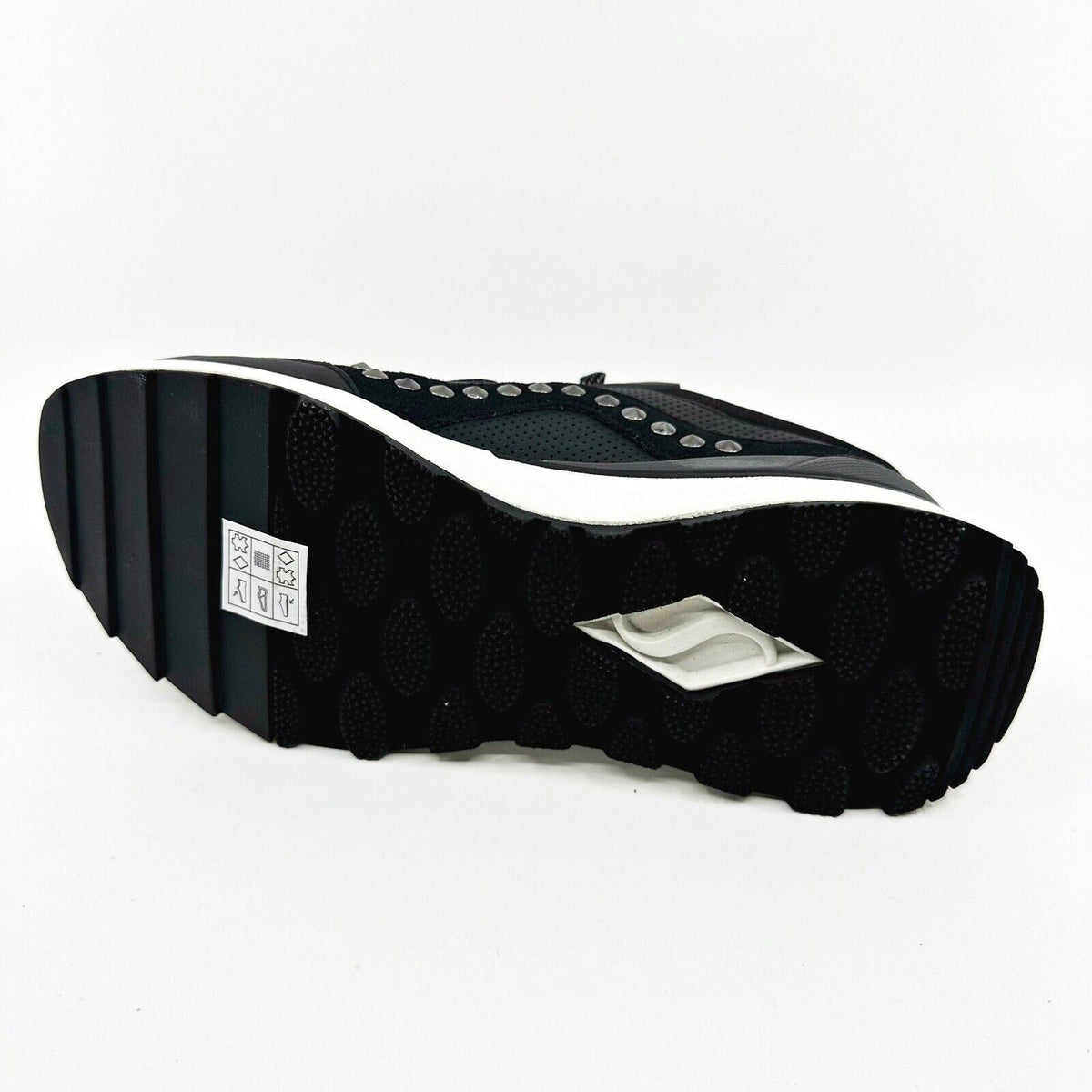 Skechers Sunny Street Leatheret Black Gray Womens Comfort Athletic Sneakers