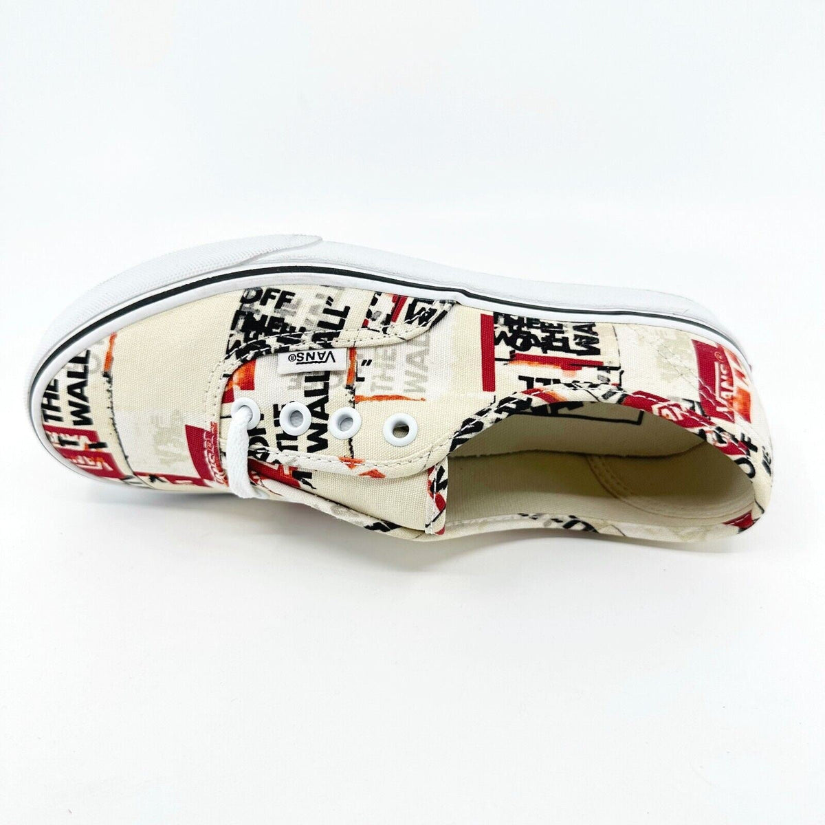 Vans Authentic Packing Tape Off White Red Black Womens Size 8 Casual Shoes