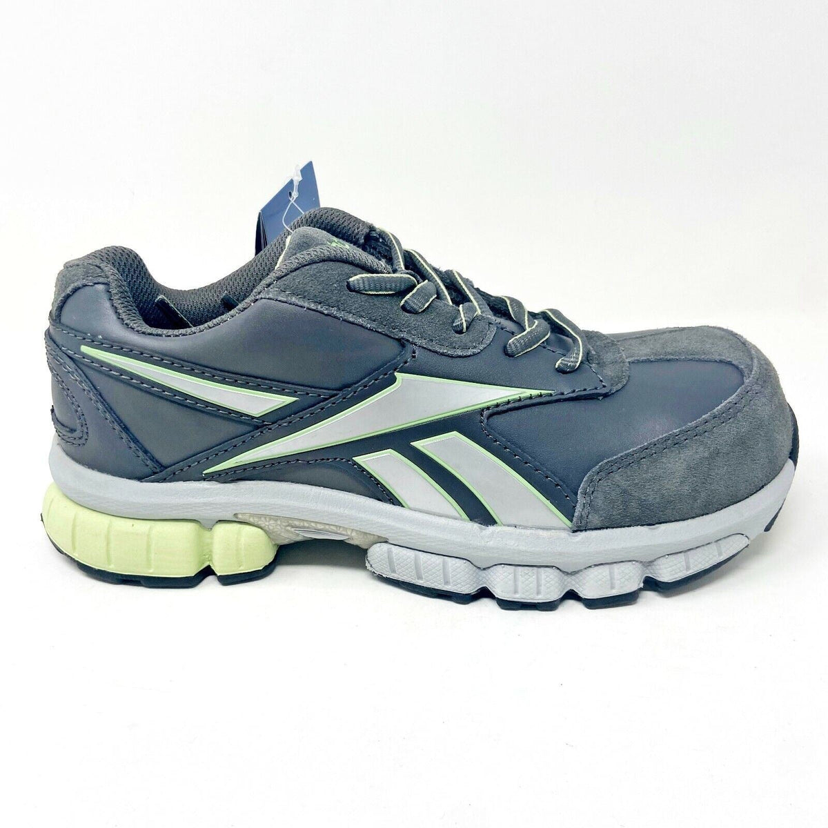 Reebok Work Turnover Grey Green Oxford Womens Wide Composite Toe Sneakers RB442
