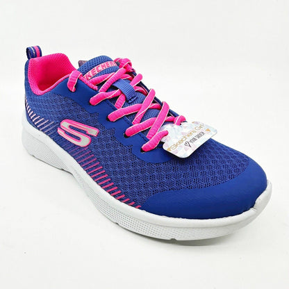 Skechers Microspec Radient Runner Blue Neon Coral Kids Girls Size 1 Sneakers