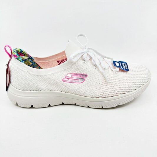 Skechers Summits Merry Garden White Womens Wide Athletic Slip In Shoes