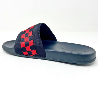 STNDRD Standard Los Angeles Monaco Checkerboard Black Red Womens Slide Sandals