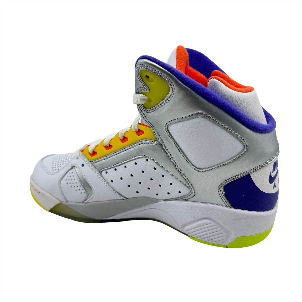 Nike Air Flight Lite High White Metallic Silver Grape Mens Athletic Sneaker