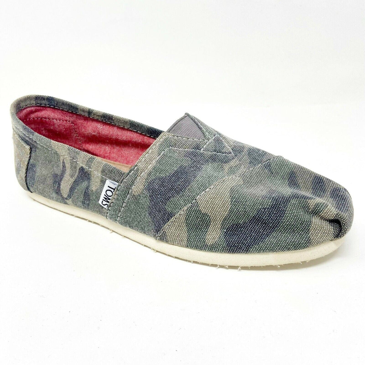Toms Classics Washed Camo Canvas Womens  Slip On Casual Canvas Flat Shoes