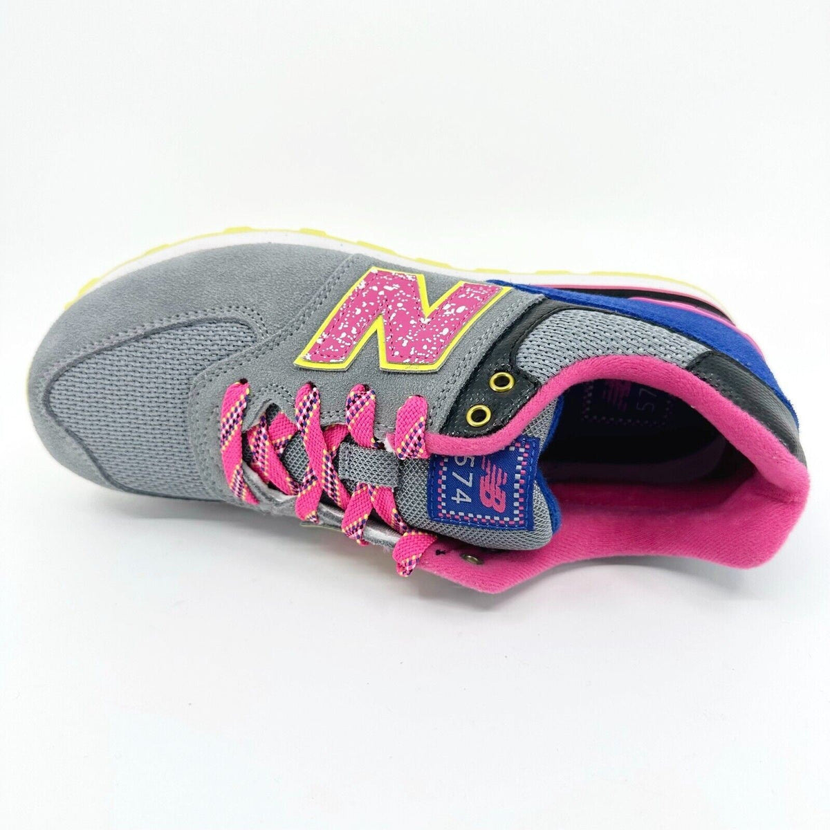 New Balance 574 Classics Grey Pink Blue Kids Running Sneakers KL57406G