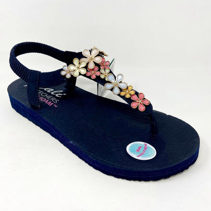 Skechers Meditation Glass Daisy Navy Multi Womens Slingback Thong Sandals