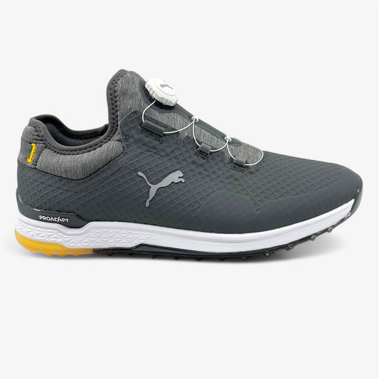 PUMA Proadapt Alphacat Disc Quiet Shade Silver Yellow Mens Size 11.5 Golf Shoes