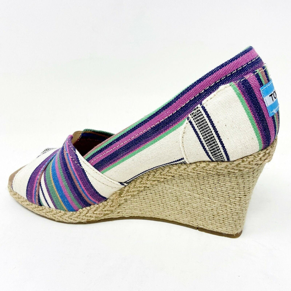 Toms Wedge Village Stripe Womens Open Toe Heel Casual Booties