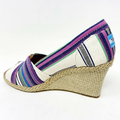 Toms Wedge Village Stripe Womens Open Toe Heel Casual Booties
