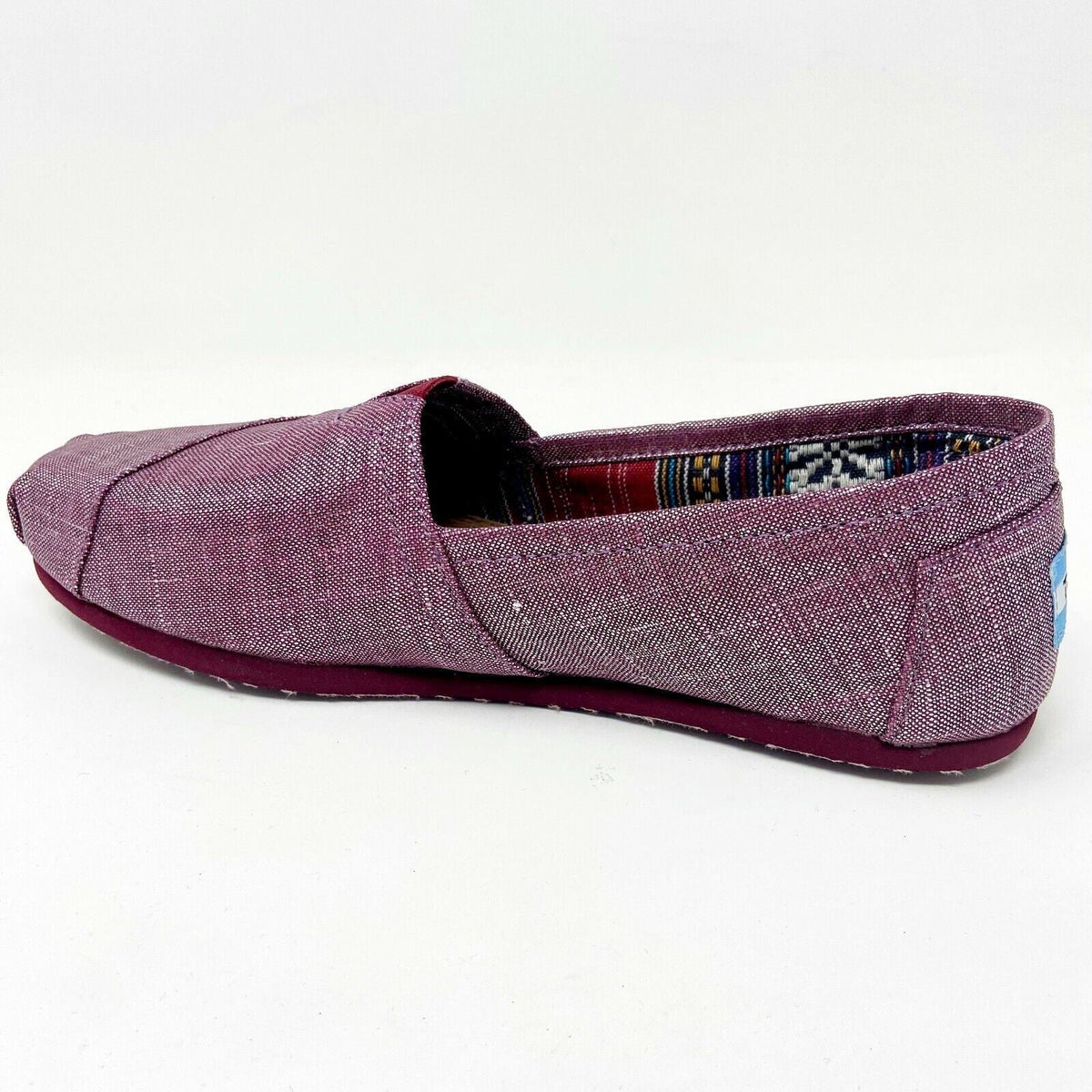 Toms Classics Raspberry Metallic Linen Womens Slip On Casual Flat Shoes