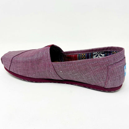 Toms Classics Raspberry Metallic Linen Womens Slip On Casual Flat Shoes