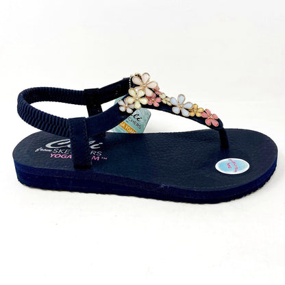 Skechers Meditation Glass Daisy Navy Multi Womens Slingback Thong Sandals