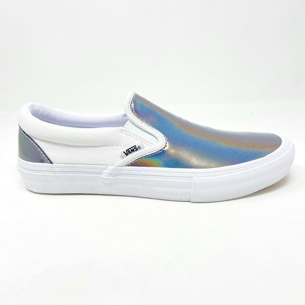 Vans Slip On Pro (Iridescent) Silver True White Mens Laceless Casual Shoes