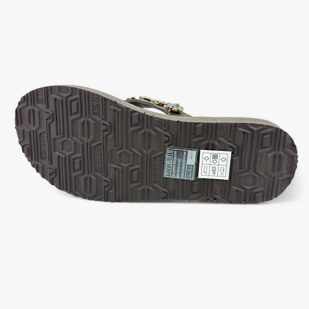 Skechers Meditation Daisy Crush Taupe Multicolor Womens Sandal Thong
