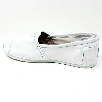 Toms Classics White Womens Slip On Casual Canvas Flat Shoes