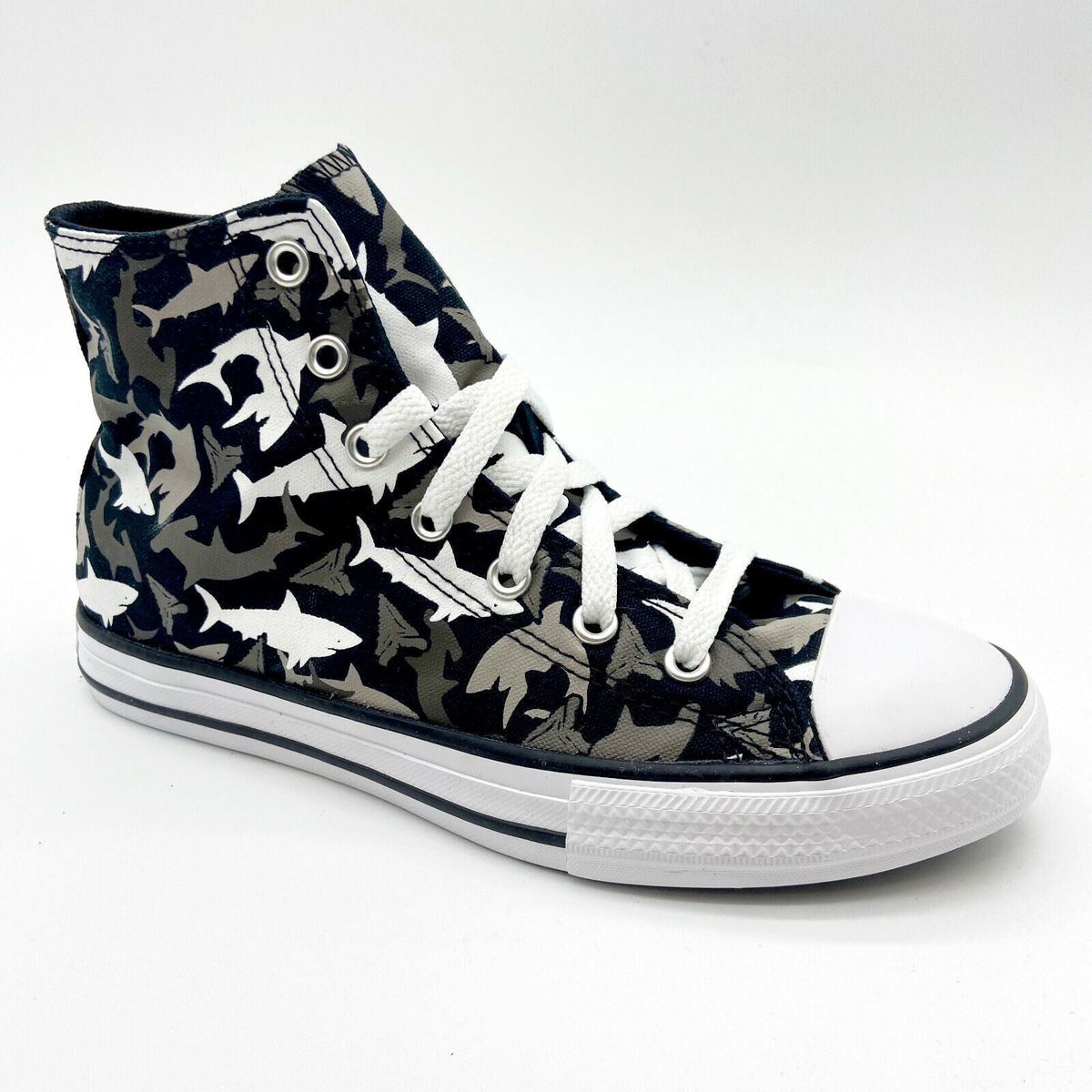 Converse CTAS Hi Shark Bite Black Red Junior Kids Casual Shoes 666888F