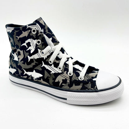Converse CTAS Hi Shark Bite Black Red Junior Kids Casual Shoes 666888F