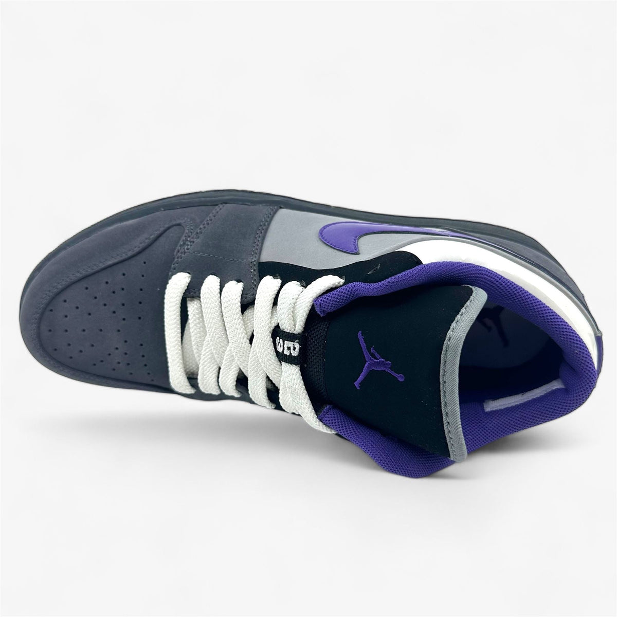 Jordan Air Jordan 1 Phat Low Anthracite Varsity Purple Stealth White Mens Sneaker