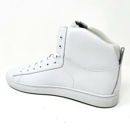 Clae Frazier White Leather Mens Premium Mid Top Casual Shoes Sneakers