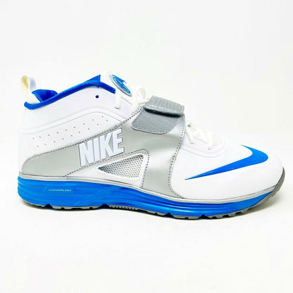 Nike Huarache Turf LAX Lacrosse White Blue Mens Size 8 Football Shoes 554869 140