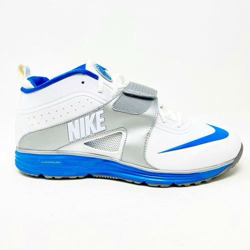 Nike Huarache Turf LAX Lacrosse White Blue Mens Size 8 Football Shoes 554869 140