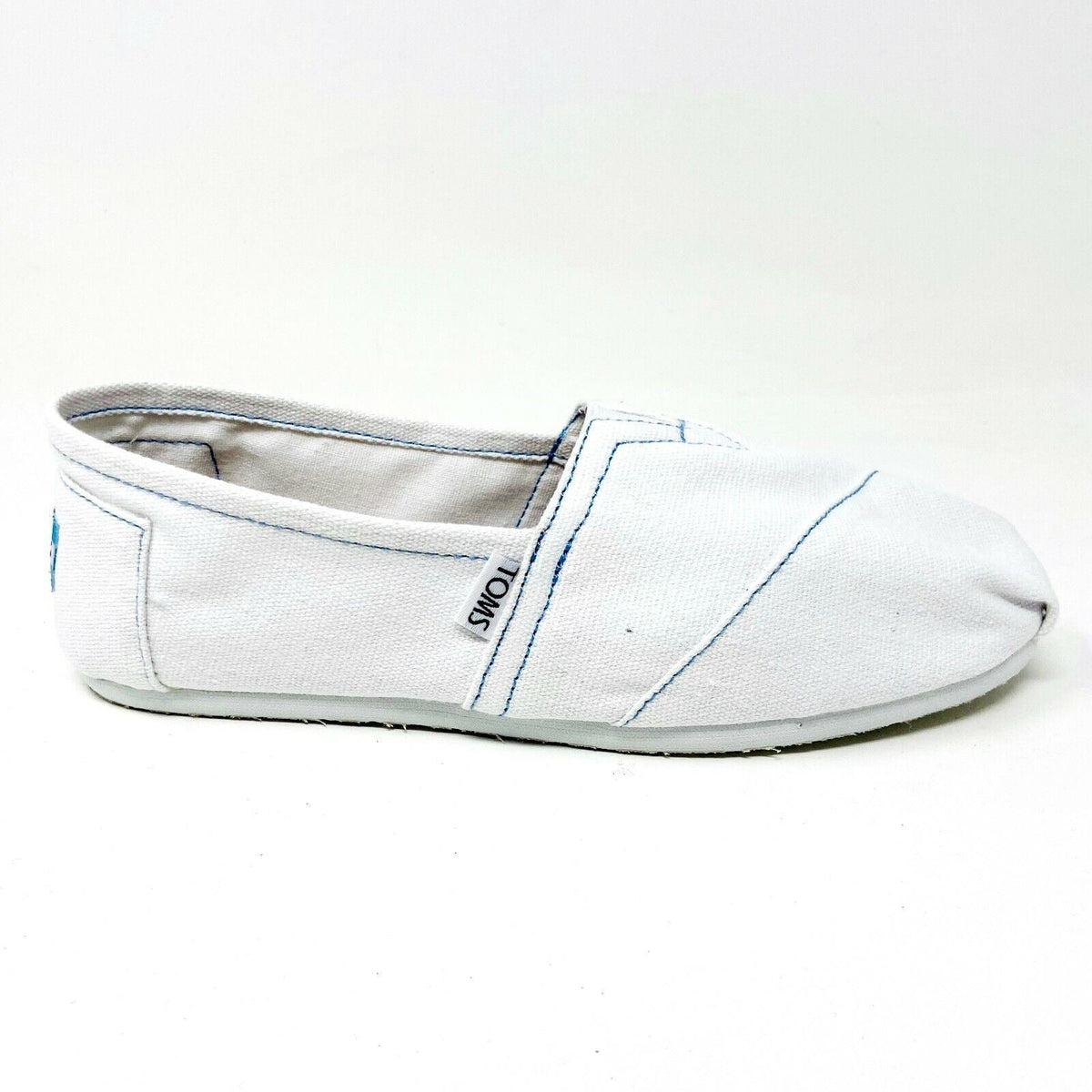 Toms Classics White Womens Slip On Casual Canvas Flat Shoes