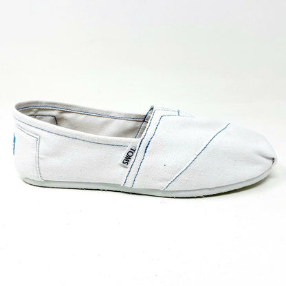 Toms Classics White Womens Slip On Casual Canvas Flat Shoes