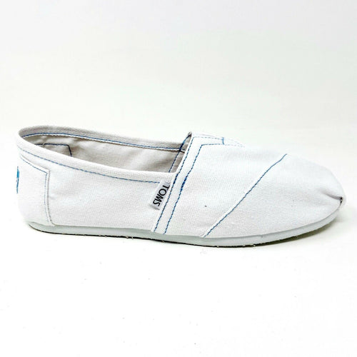 Toms Classics White Womens Slip On Casual Canvas Flat Shoes