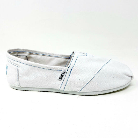 Toms Classics White Womens Slip On Casual Canvas Flat Shoes