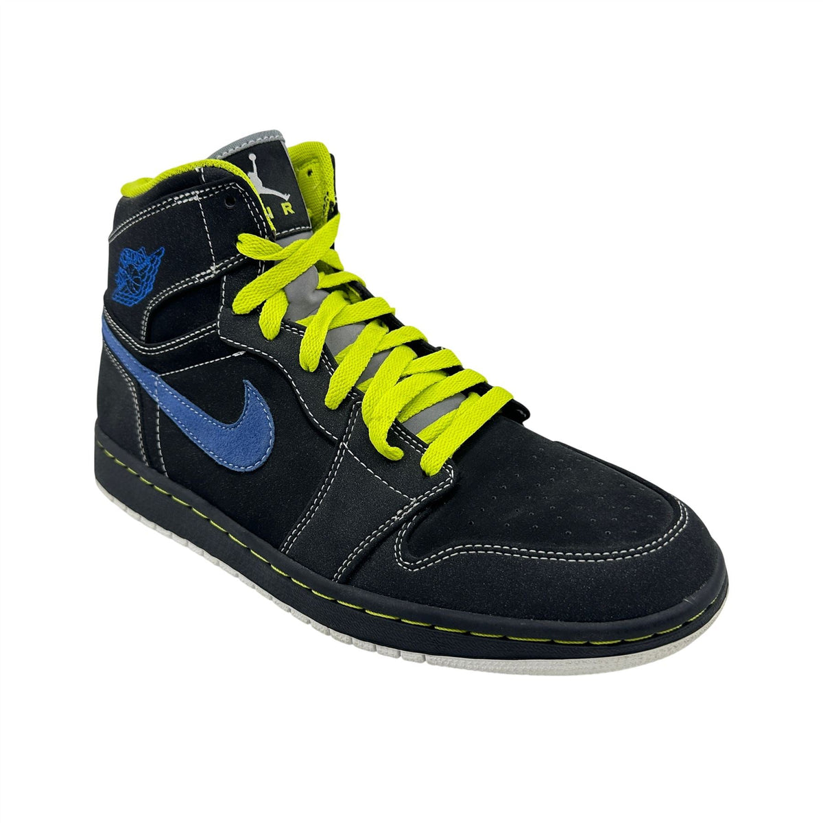 Jordan 1 Retro High Black Cyber Sapphire Mens Athletic Sneaker