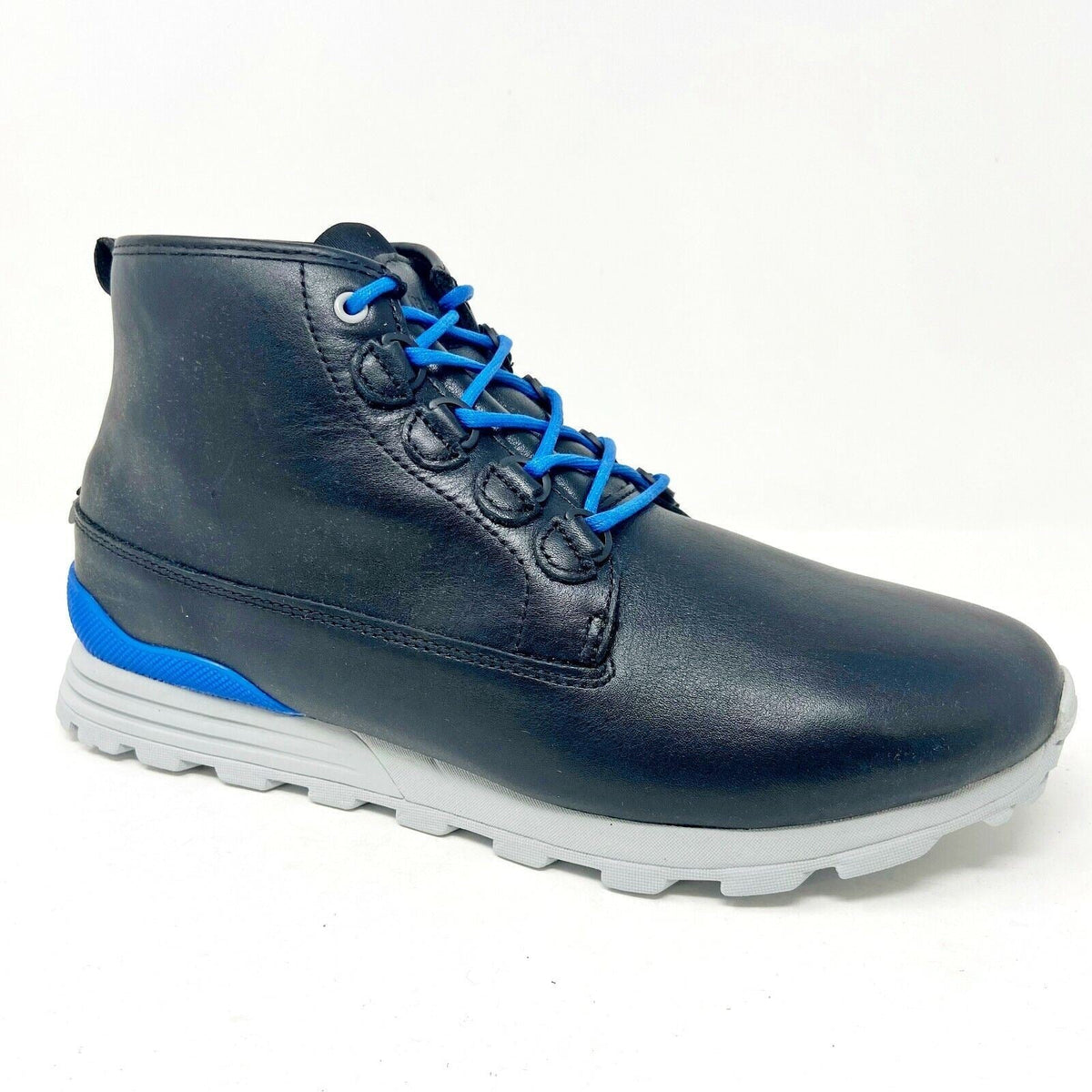 Clae Starks Black Leather Mens Premium Mid Comfort Casual Shoes Sneakers
