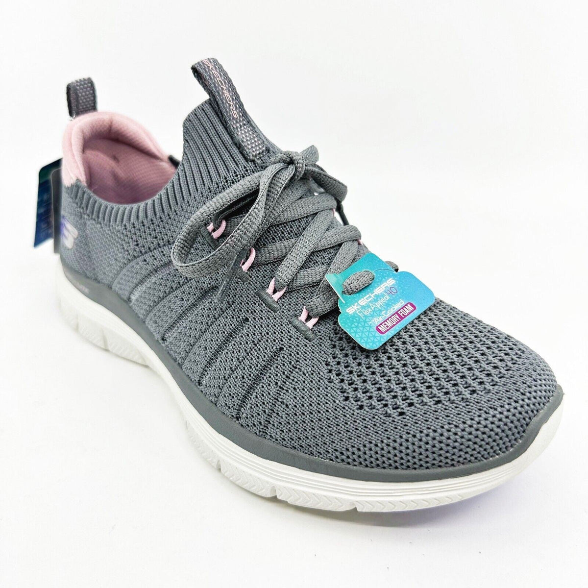 Skechers Flex Appeal 4.0 Victory Lap Charcoal Pink Womens Size 5 Sneakers