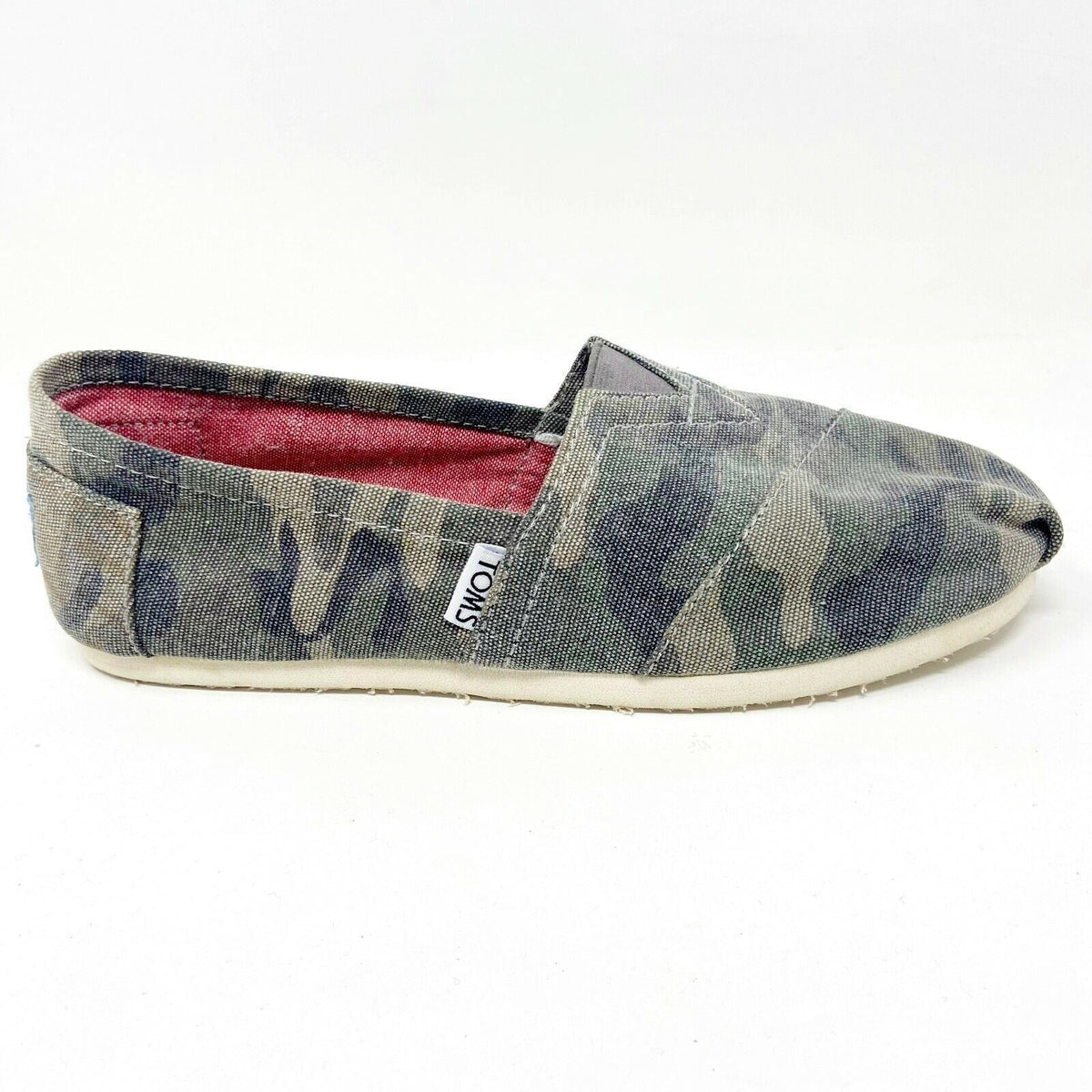 Toms Classics Washed Camo Canvas Womens  Slip On Casual Canvas Flat Shoes