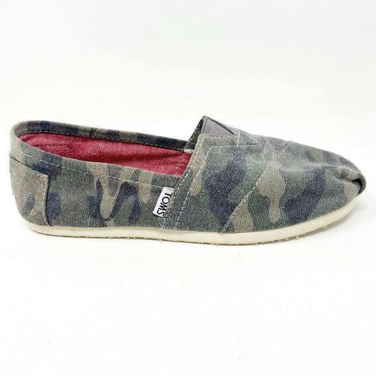 Toms Classics Washed Camo Canvas Womens  Slip On Casual Canvas Flat Shoes