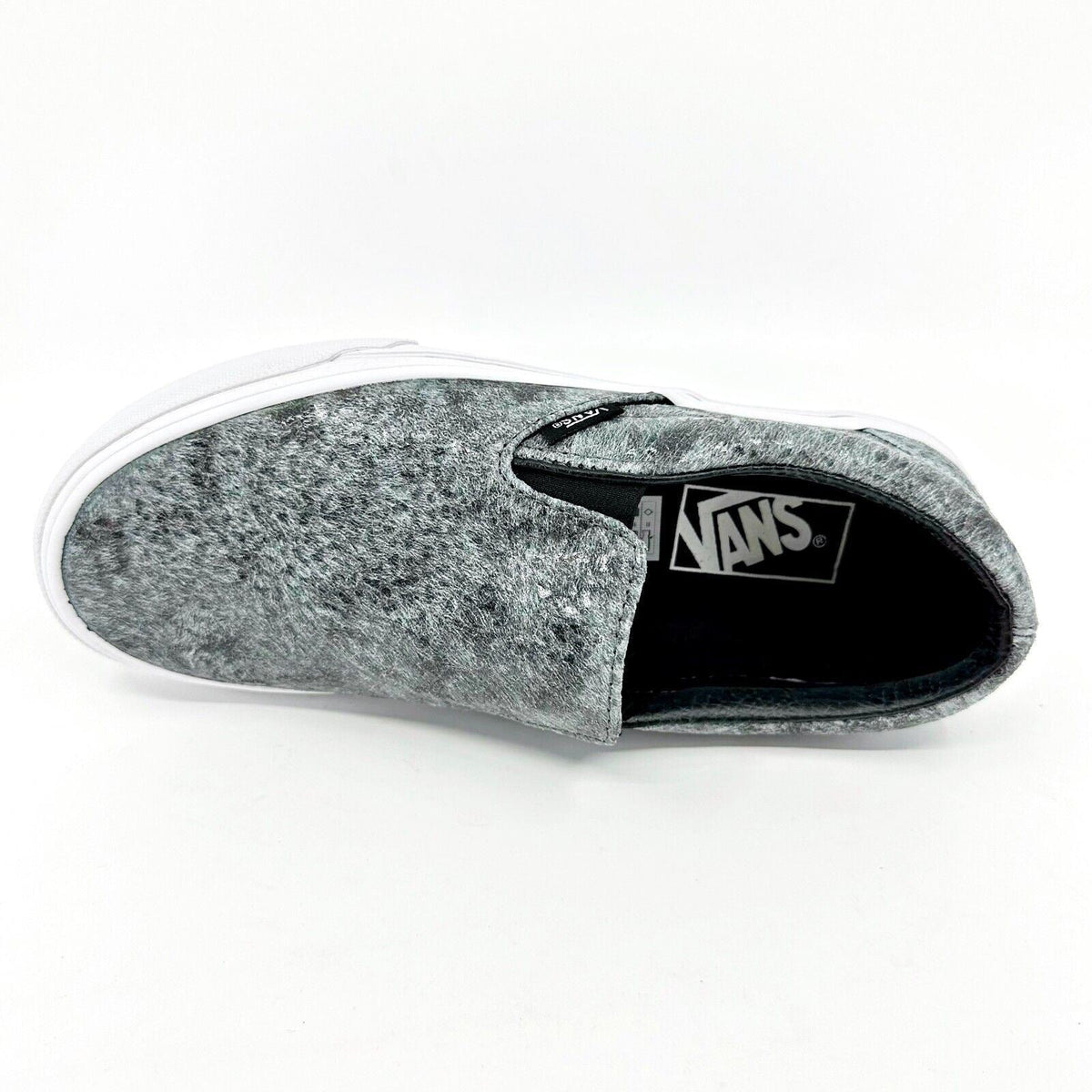Vans Classic Slip On (Pebble Snake) Gray Black White Womens Casual Shoes