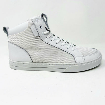 Clae Russell 07 White Tumbled Leather Mesh Mens Casual Sneakers