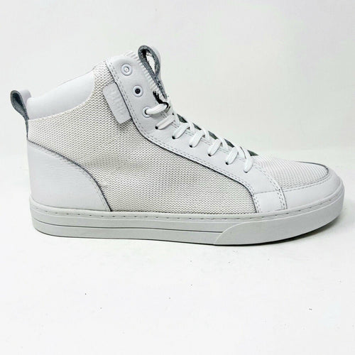 Clae Russell 07 White Tumbled Leather Mesh Mens Casual Sneakers