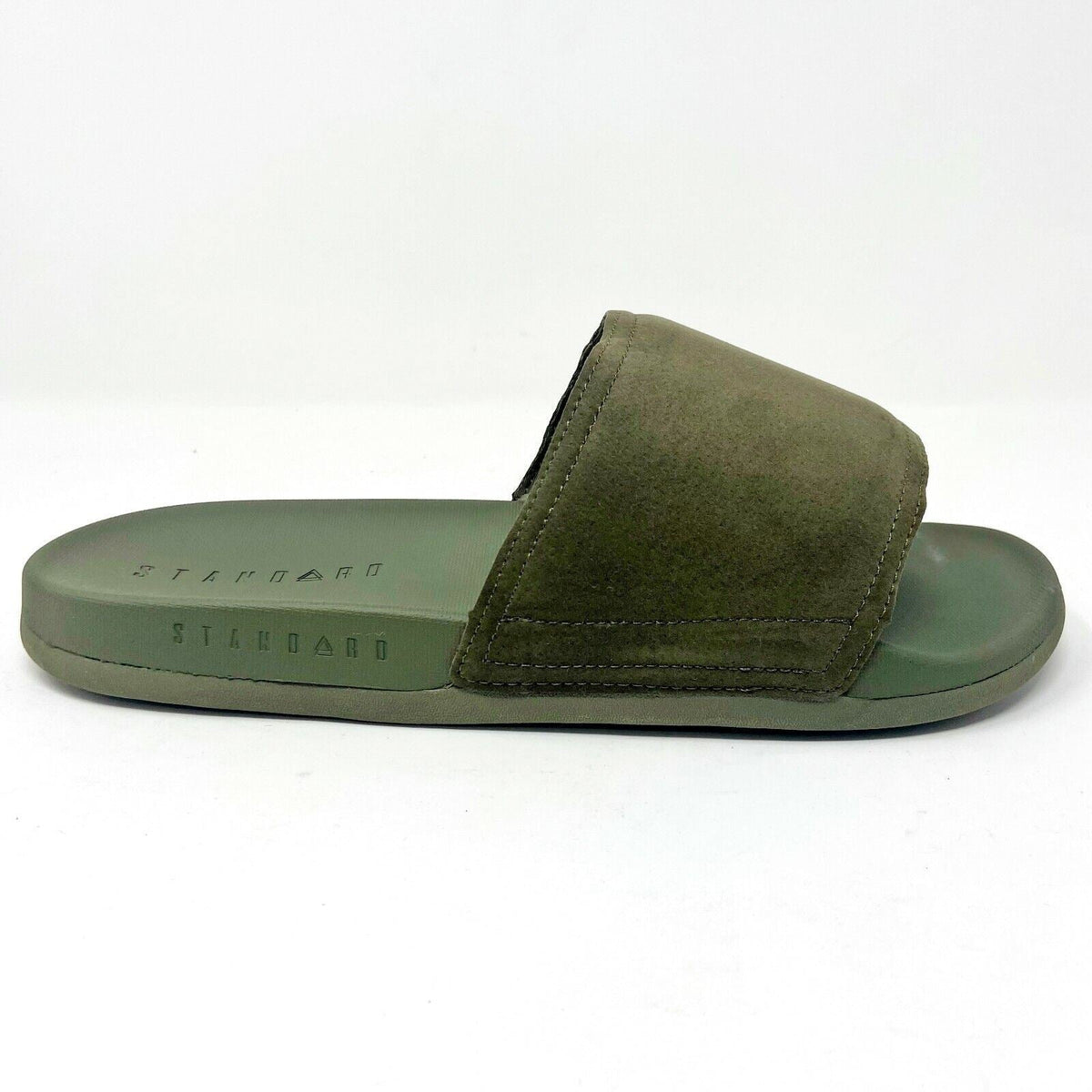 STNDRD Standard Los Angeles Monaco Suede Olive Green Mens Slides Sandals