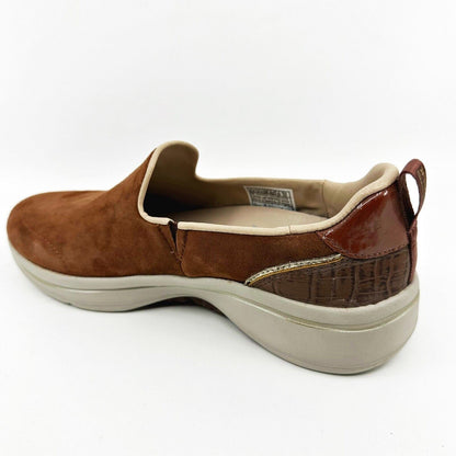 Skechers Go Walk Arch Fit Classy Voyage Cognac Brown Womens Comfort Shoes