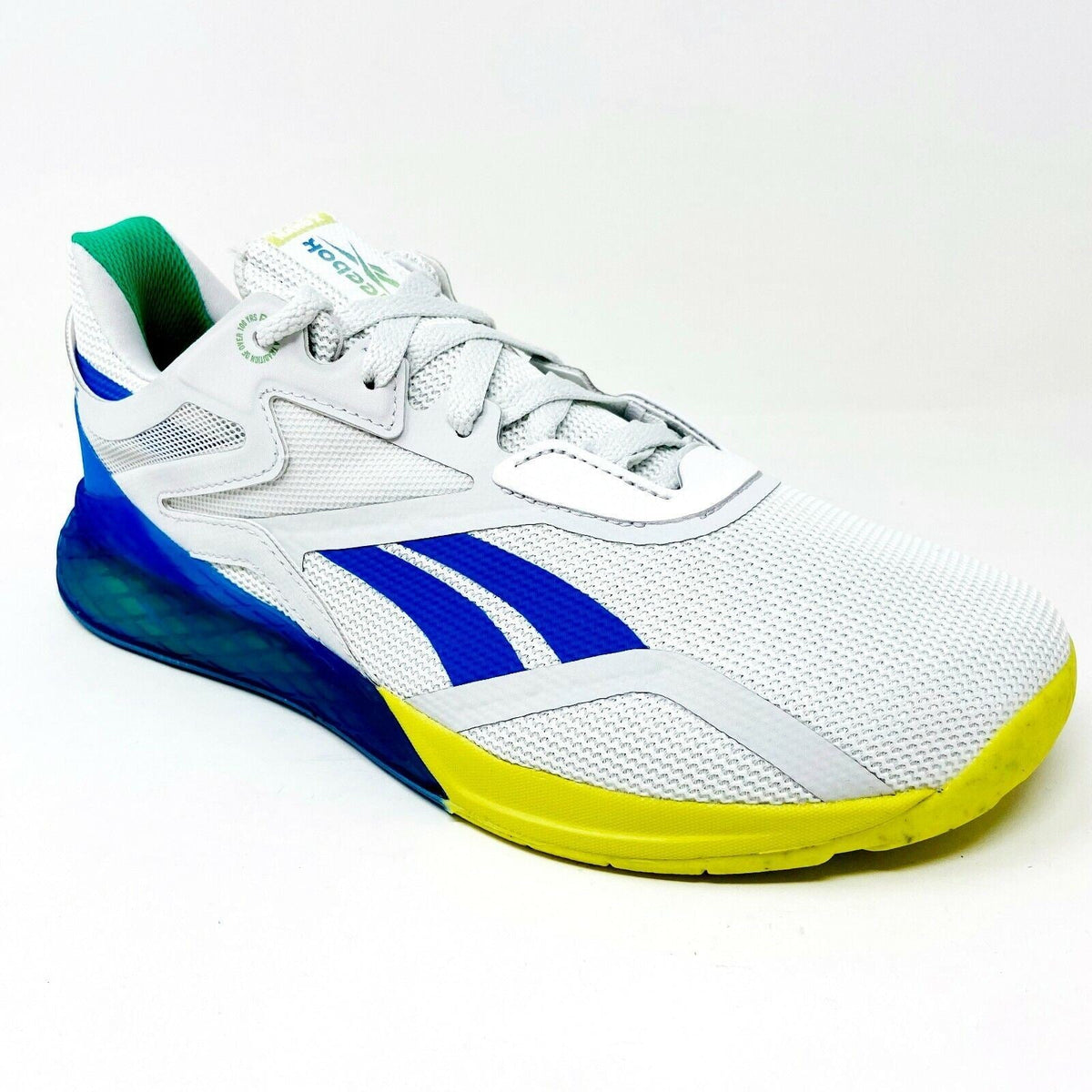 Reebok Nano X ReeCycle Chartreuse Blue Womens Cross Trainer Sneakers FY1067