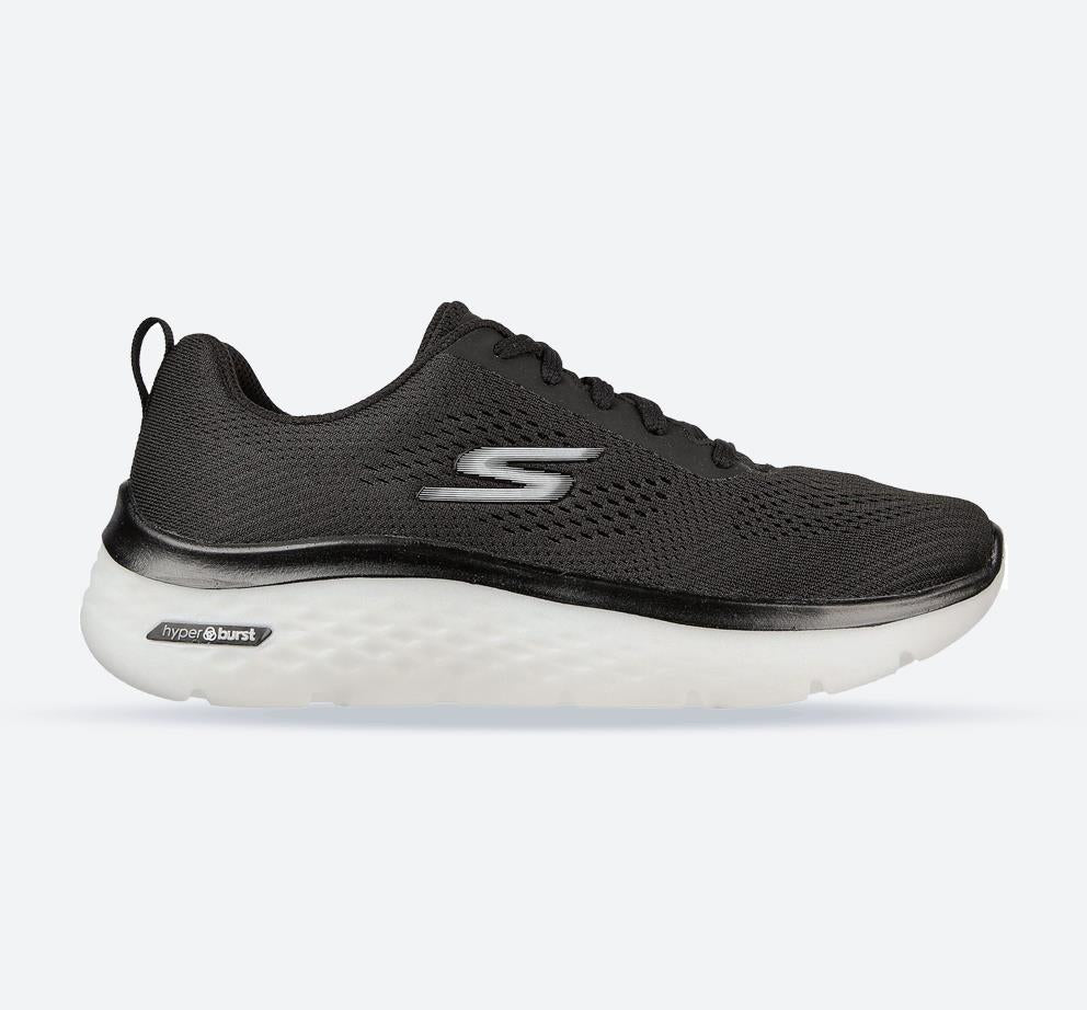 Women's Wide Fit Skechers 124578 GO walk Hyper Burst Trainers - Black/White
