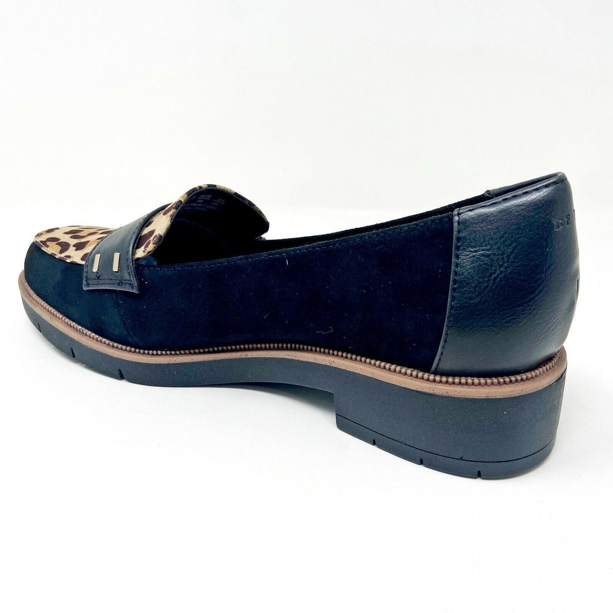 Dr Scholl's Womens Grow Up Black Tan Cheetah Slip On Casual Loafers G4585M1201