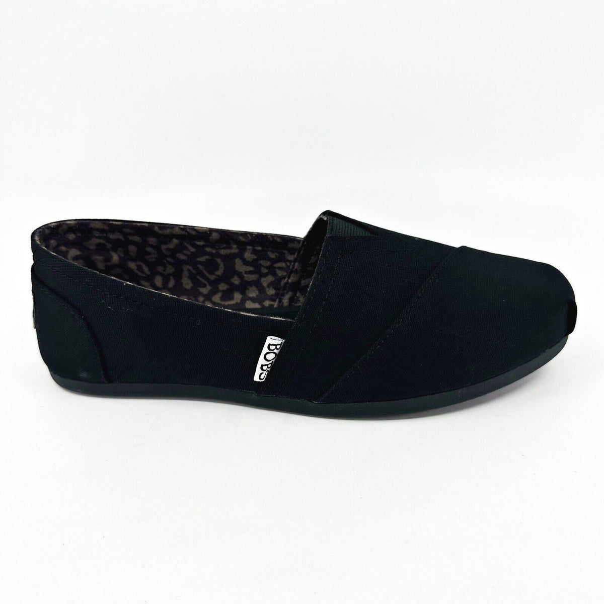 Skechers Bobs Plush Peace & Love Black Womens Wide Memory Foam Flats Shoes