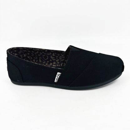 Skechers Bobs Plush Peace & Love Black Womens Wide Memory Foam Flats Shoes
