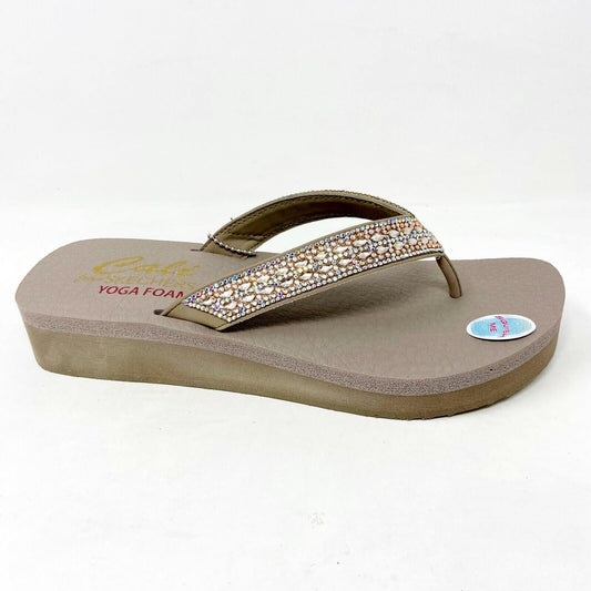 Skechers Vinyasa Glory Day Taupe Womens Flip Flop Comfort Sandals