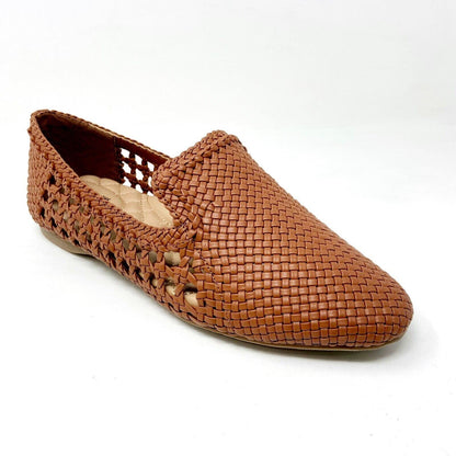 Birdies The Starling Cognac Woven Womens Vegan Leather Slip On Flats Loafers
