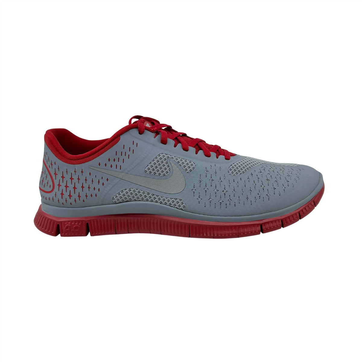 Nike Free 4.0 V2 Gym Red Silver Mens Size 12 Athletic Sneaker